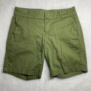 J. Crew Womens Olive Green Flat Front Casual Wear Minimalist Chino Shorts Size 8